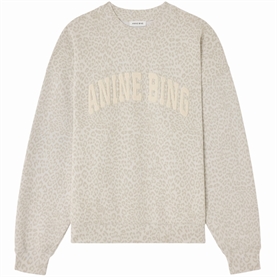 Anine Bing Miles Sweatshirt, Washed White Leopard